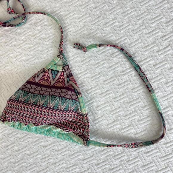 Body Glove Women's Size Medium Pink Blue Print Triangle Bikini Top Swimwear M - Picture 7 of 10